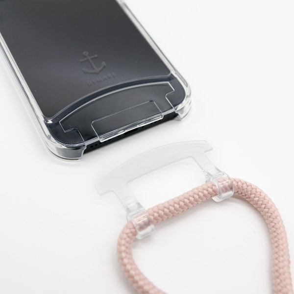 TRANSPARENT mobile phone case with removable mobile phone chain PINK