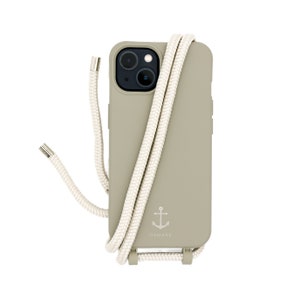 Mobile phone case TAUPEGRAU with removable mobile phone chain CREAM