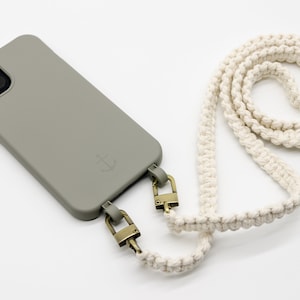 Etui pour téléphone portable TAUPEGRAU avec cordon Boho macramé NATURE (Chaîne de téléphone portable Boho, chaîne de téléphone portable macramé, cordon avec mousquetons, cordon avec mousquetons)