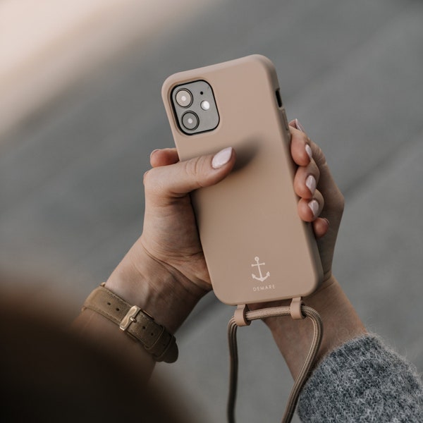 Funda para móvil BEIGE con cadena extraíble para móvil BEIGE