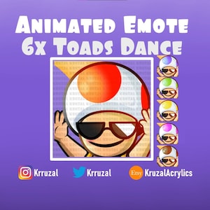 Twitch Toad mario 6x colors Animated Dance Emote  | Emote Mario Toad dance | Mario twitch | Toad Mario | cute | Emote Super Mario Wonder