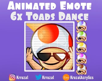 Kröten-Emote 6x Mario-Farben Twitch | Emote Tanz zucken | mario | Animiertes Twitch-Emote | Süßes Discord-Emote | Super Mario Wonder-Emote