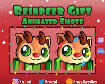 Weihnachten Rentier Emote animiert Twitch | Discord Weihnachts-Emote | Weihnachts-Twitch-Emotes | Weihnachts-Rentier-Geschenk-Emote | Weihnachtsfeier-Emote | Discord-Emote