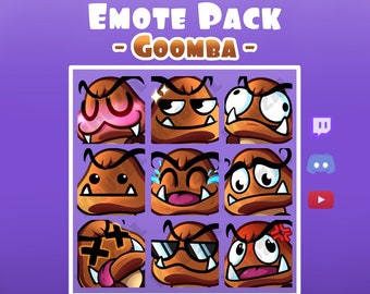 Emote Pack Goombas mario Twitch | Emote Mario Goombas | Mario emote twitch | Toad Mario | cute | Super Mario Wonder | UwU | Derp | Smug