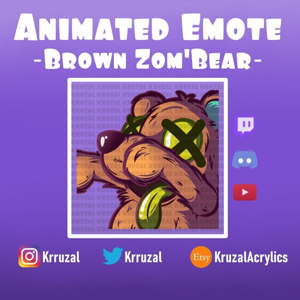 Zom'Bear Animated | Twitch Animated Emote | Undead Bear | Emote Zombie Bear | Bear emote twitch | cute emote | Animated Emote Bear Twitch