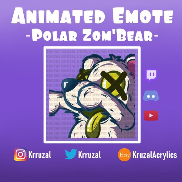 Polar Zom'Bear Emote | Twitch Animated Emote | Undead Bear | Emote Zombie Bear | Bear emote twitch | cute emote | Animated Emote Bear Twitch