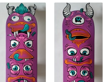 Skateboard Reversible Totem #4 | Duck Duck Glow | Handpainted