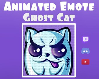 Twitch Ghost Emote animated | Halloween gif | Emote Ghost Cat | Scary emote twitch | Cat Spirit twitch | cute emote | Halloween cute Emote