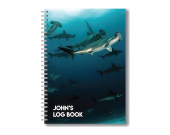 Custom Hammerhead Shark Waterproof Dive Log