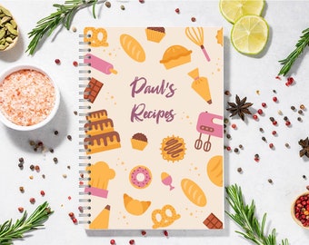 A5 Personalised waterproof recipe book, recipe journal, baking, cooking