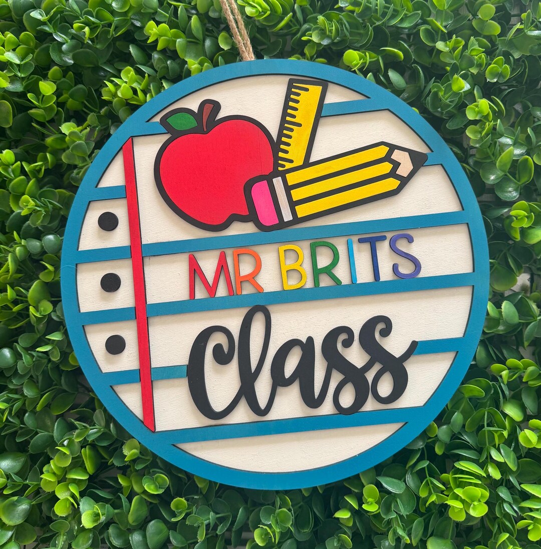Personalised Teacher Classroom Sign: 3D Wooden Round Decor - Etsy Australia