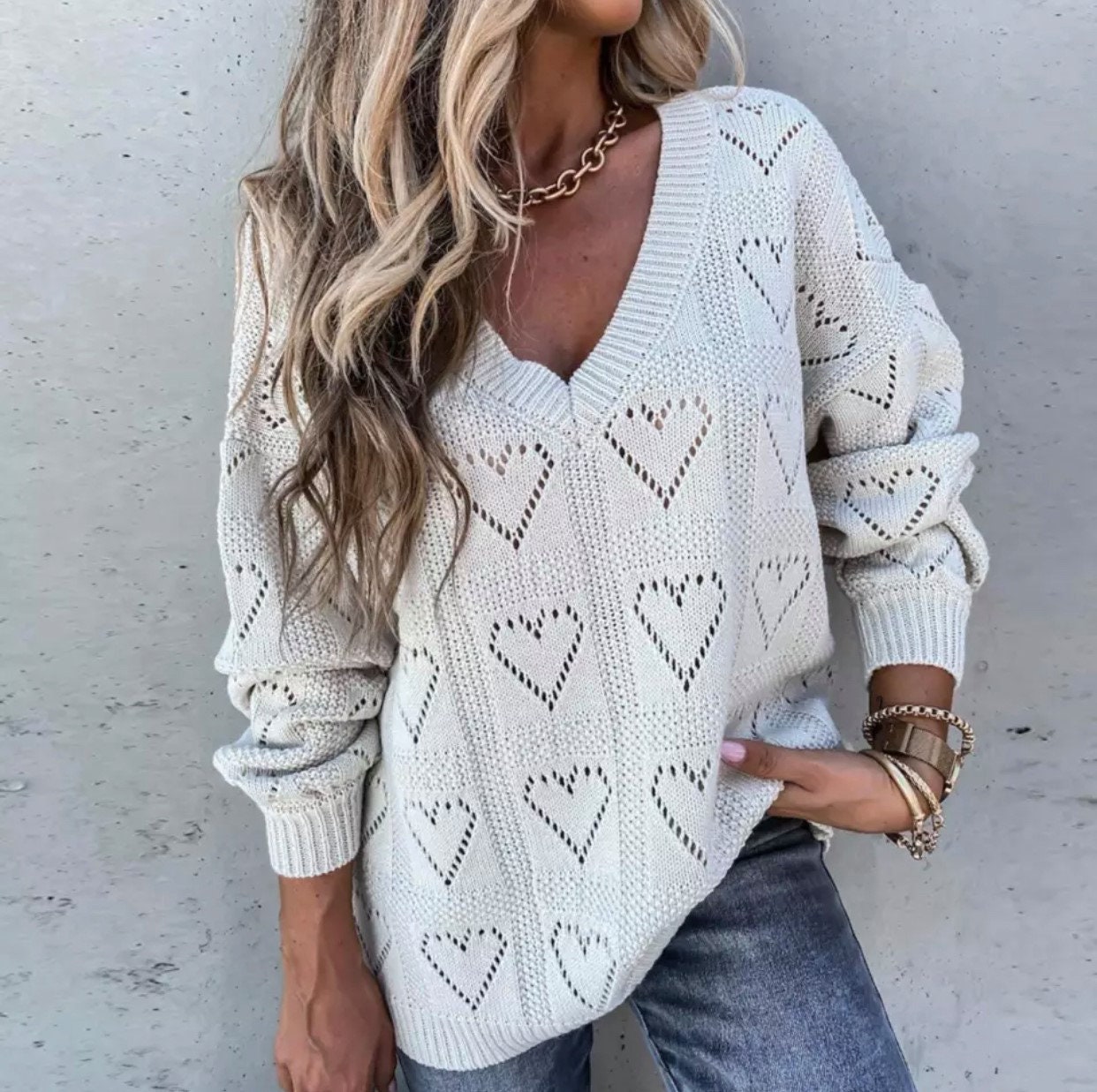 Pink Heart Sweater - Etsy