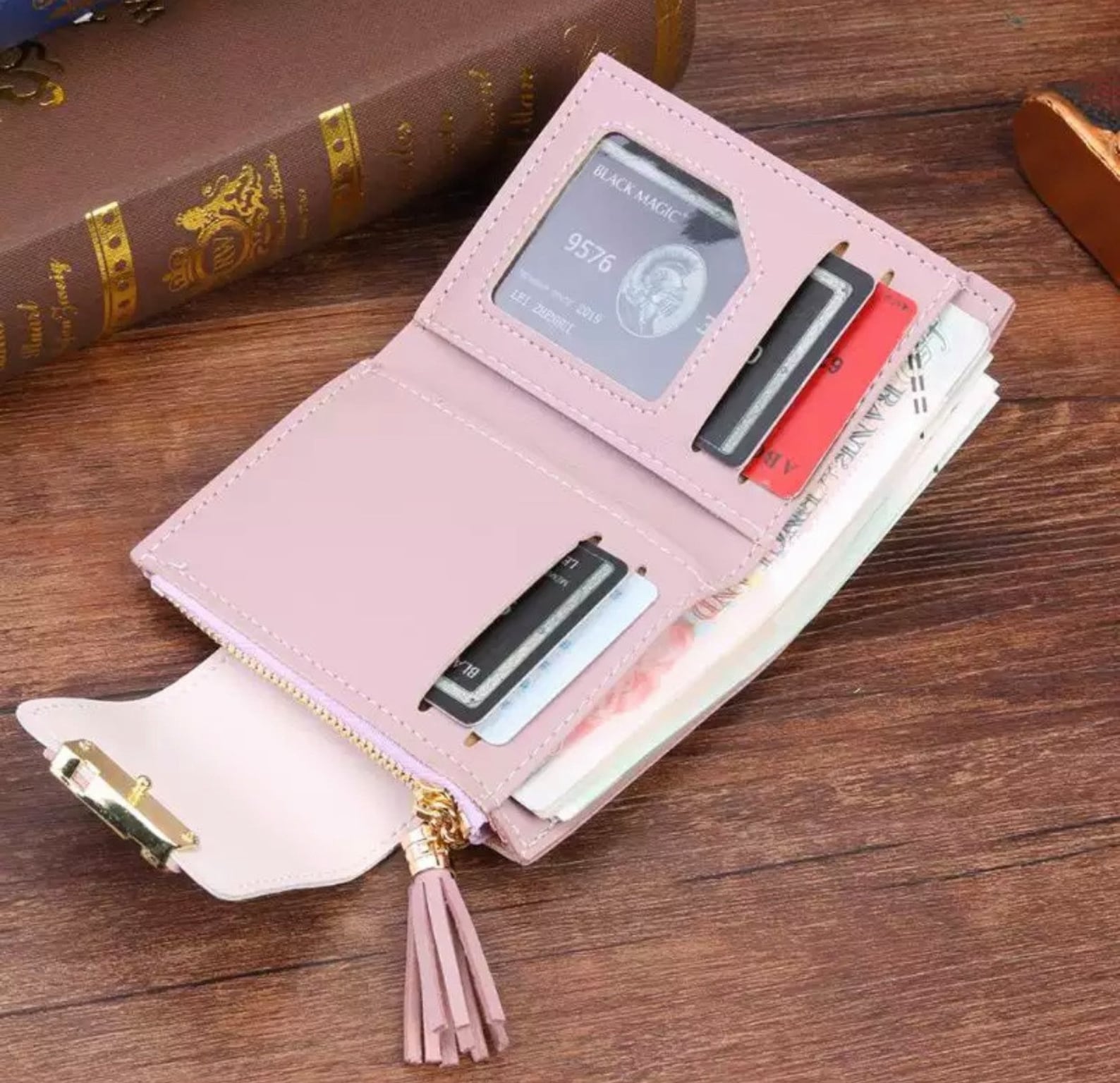Bistup wallet for women cute bifold card wallet rfid with keychain for ladies teen girls female medium aesthetic girly small thin slim