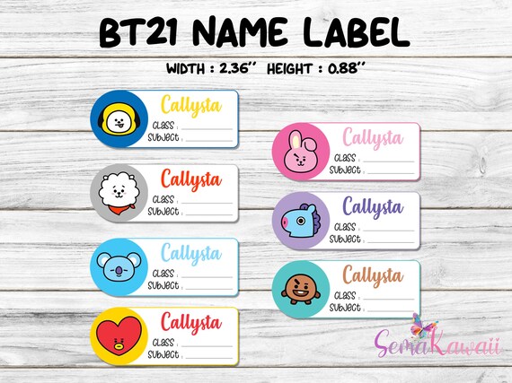 school name label bt21 name label bt21 school label etsy canada