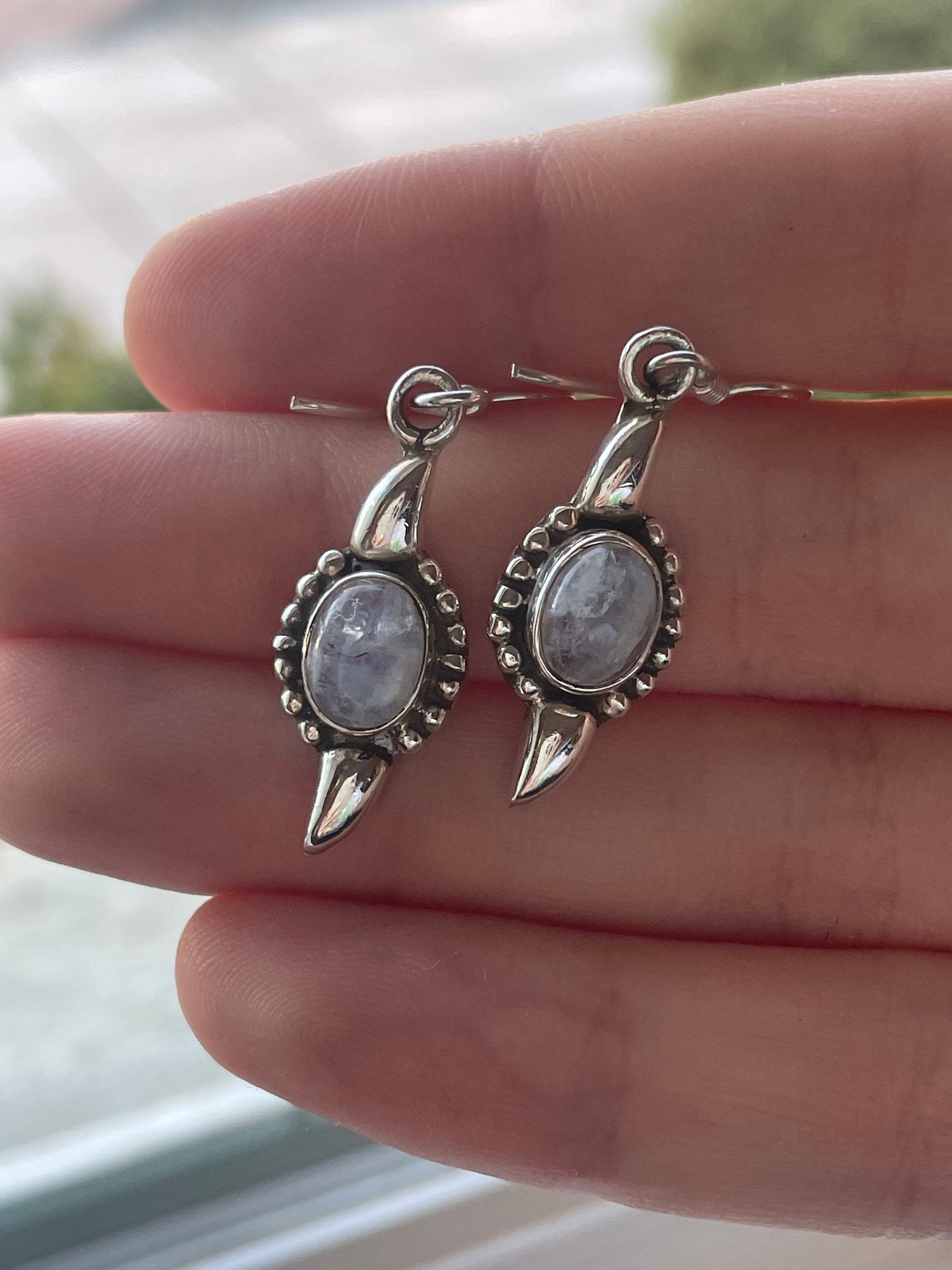 Sterling Silver Dangling Earrings Amethyst Opal Tiger's Etsy UK