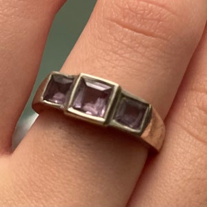 Sterling Silver 925 3 Stone Amethyst Ring Women&#39;s Girls Holidays Gifts
