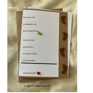 XXL Braille-/Blindenschrift Gruß-, Geburtstags-, Spruch-, 3D-, Fühl-,Klappkarte mit Umschlag + Einlegeblatt (individueller Text mögl.)