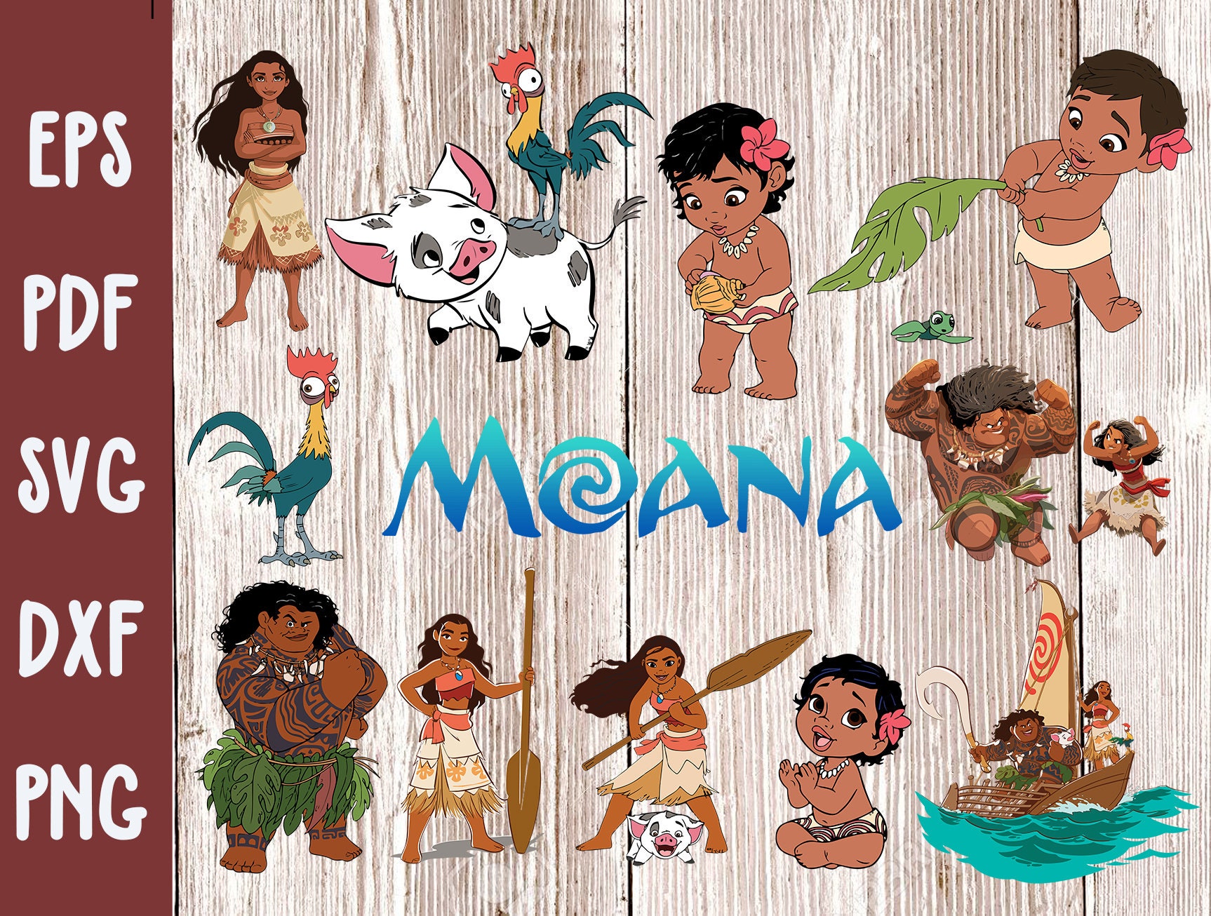 Download Moana SVG Bundle Eps Dxf Png archivos Baby Moana SVG | Etsy