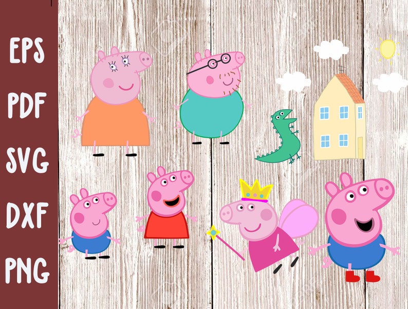 Peppa Pig Svg Eps Peppa Pig Family Svg Png Pdf Peppa Pig Svg File Dxf Peppa Pig Cutting Files Peppa Pig Vector Svg Peppa Pig