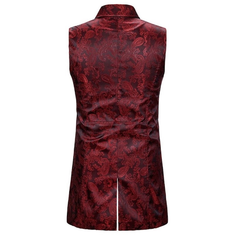 Mens Gothic Tuxedo Vest Victorian Steampunk Cosplay Waistcoat Double-Breasted Jacquard Coat Men Vest Halloween Gilet