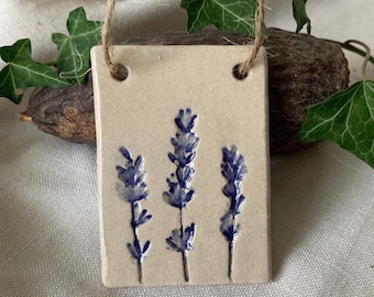 Ceramic Botanical Lavender Flower Wall Decoration