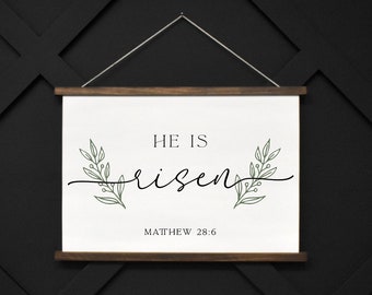 He is Risen Sign | Hanging Canvas Sign | Wood Frame Sign | Magnetic Canvas Frame | Christian Sign | Easter Decor | Family Name #95