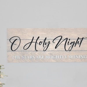 Oh Holy Night with Nativity, 11x11 inch Wood Sign