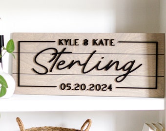 Family Name Sign, Custom Wood Sign, Personalized Gift, Last Name Sign, Established Sign, Couple Gift, Gift for Her