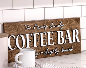 Coffee Bar Sign, Custom Wood Sign, 3D Sign, Personalized Gift, Coffee Bar Name Sign, Kitchen Sign, Gifts for home, Family Name Sign