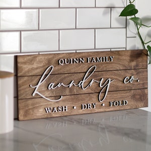 Laundry Sign, Custom Laundry Room Sign, Personalized Laundry Company Sign, 3D Sign, Gift, Wash Dry Fold, Gifts for home, Pallet Sign