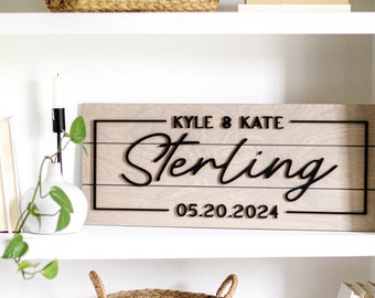 Last Name Sign, Custom Wood Sign, 3D Sign, Personalized Gift, Last Name Sign, Established Sign, Couple Gift, Gift for Her, Housewarming Gift