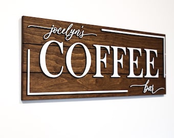Pallet Sign - Coffee Bar Sign - Custom Wood Sign - 3D Sign - Personalized  Gift - Coffee Bar Name Sign - Kitchen Sign - Gifts for home