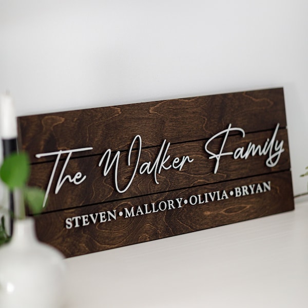Family Name Sign, Family Sign with Names, Custom Wood Sign, 3D Sign, Personalized Family sign, Gift for Mom, Sign with Kids Names