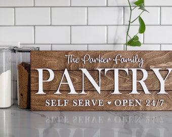 Pantry Sign, Custom Kitchen Sign, Personalized Pantry Sign, Custom Wood Sign,3D Sign, Gift, Family Name Sign, Gifts for home, Pallet Sign