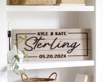 Last Name Sign, Custom Wood Sign, 3D Sign, Personalized Gift, Last Name Sign, Established Sign, Couple Gift, Gift for Her, Housewarming Gift