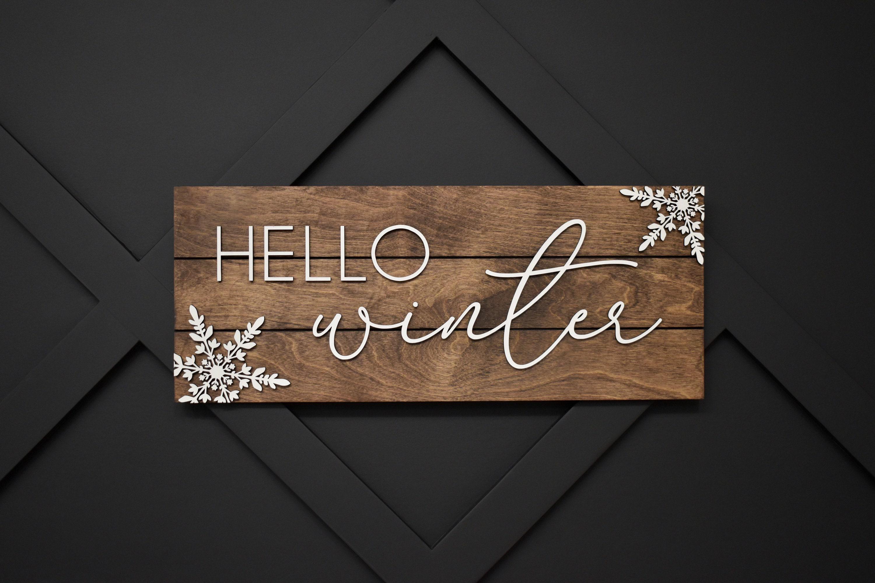 Simple Winter Sign Hello Winter Sign, Custom Wood Winter Sign, 3D Sign, Seasonal Decor ...