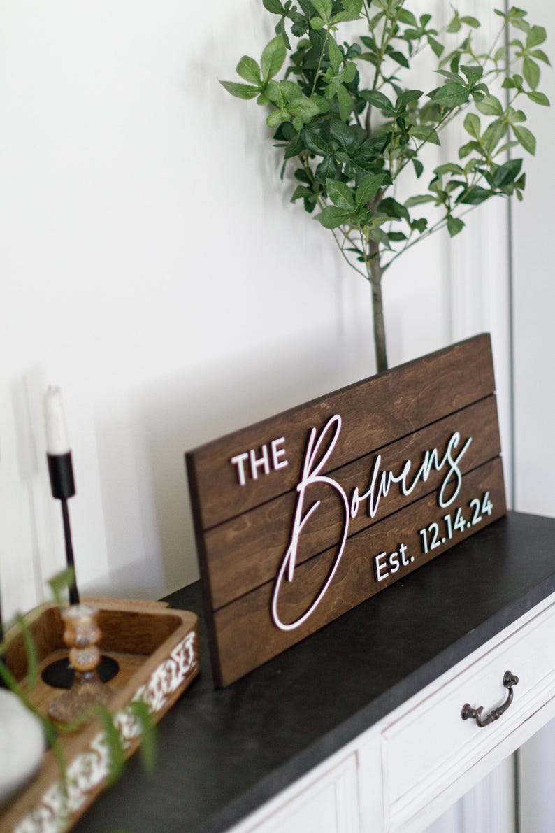 Personalized Family Name Sign, Custom Wood Last Name Sign, Rustic Home ...