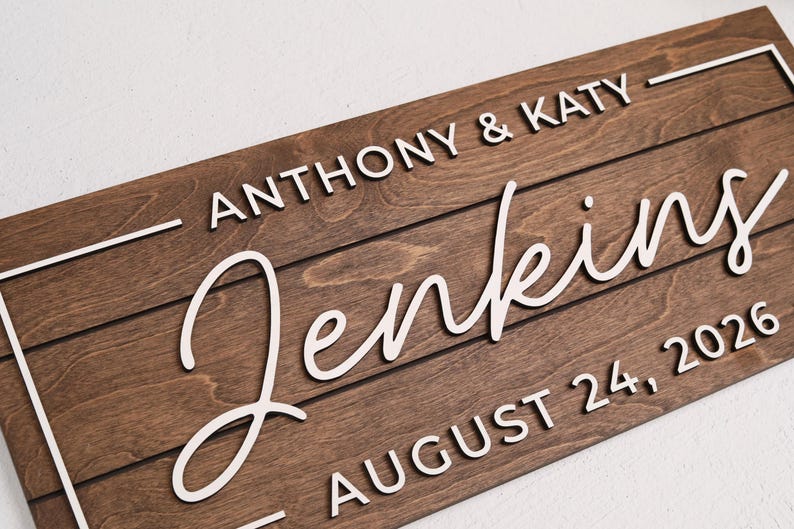 Last Name Sign, Custom Wood Sign, 3D Sign, Personalized Gift, Last Name Sign, Established Sign, Couple Gift, Gift for Her, Housewarming Gift image 4