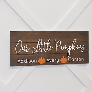Our Little Pumpkins - Pallet Sign - Family Name Sign - Custom Wood Sign - 3D Sign - Personalized Fall Decor - Autumn Decor