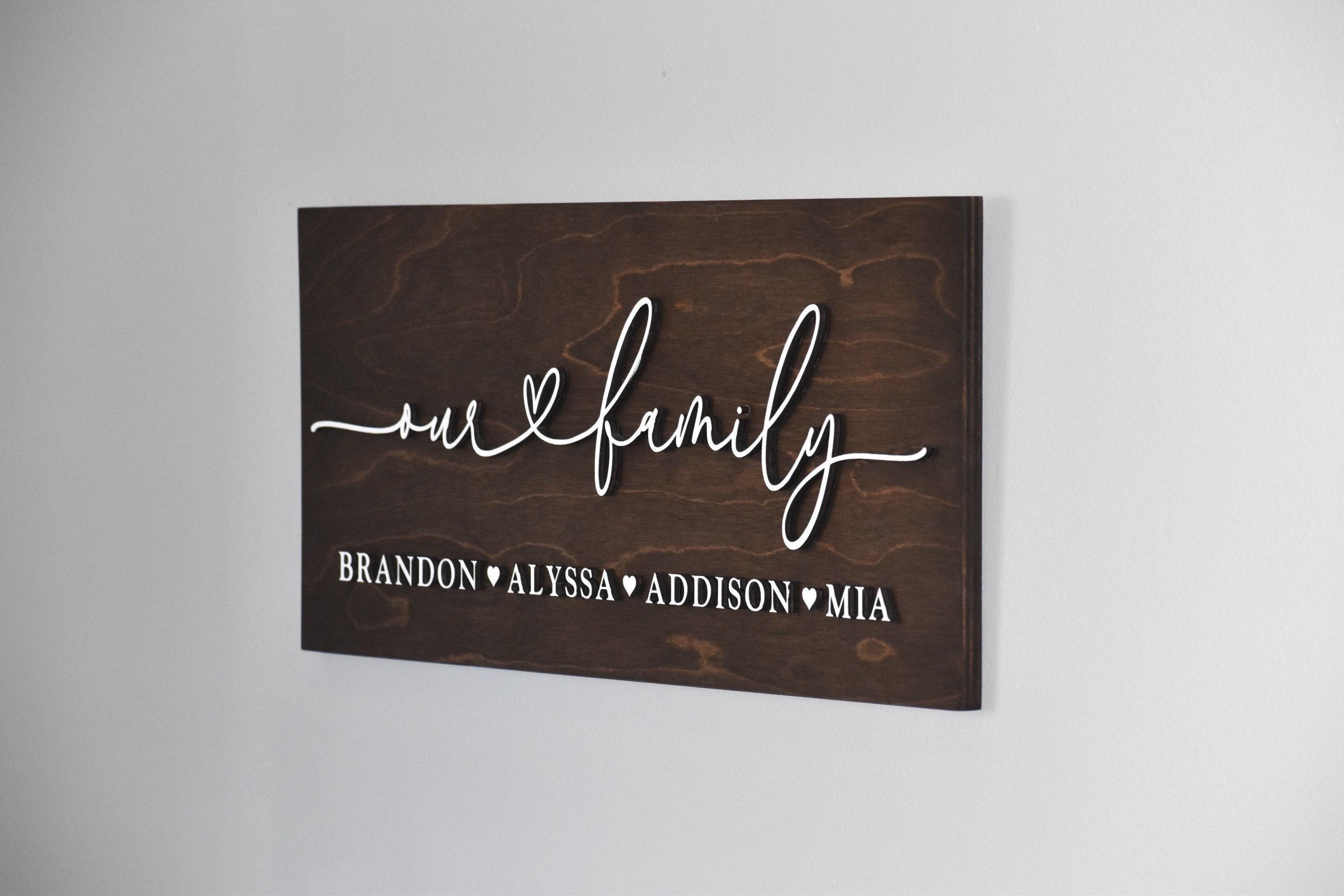 Family Name Sign, Connected Heart Our Family Sign, Custom Wood Sign, 3D Sign, Personalized Family sign, Christmas Gift, Sign with Kids Names