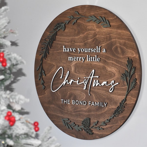 Circle Christmas Sign - Custom Wood Sign - 3D Sign - Custom Family Name Sign Christmas Gift - Round Christmas Name sign - Pallet Sign