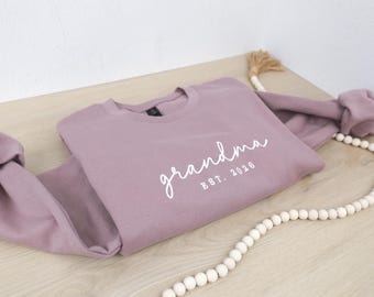 Sudadera bordada personalizada para abuela, cuello redondo personalizado, regalo para mamá, sudadera para abuela, regalo de Navidad, regalo para abuela