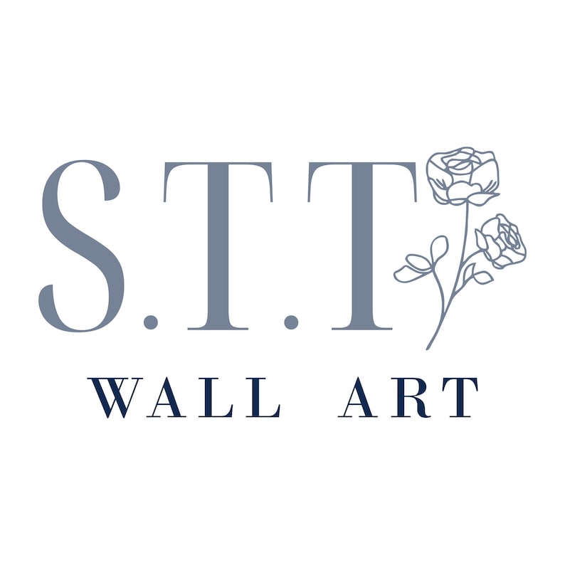 May include: A logo for a business called "S.T.T. Wall Art" featuring a stylized floral design with two roses.