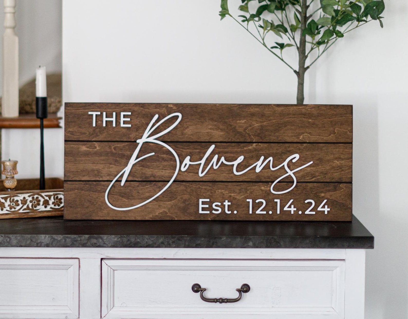 Personalized Family Name Sign, Custom Wood Last Name Sign, Rustic Home ...