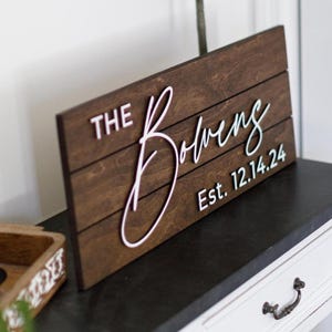 Family Name Sign, Custom Wood Last Name Sign, Rustic Home Decor, Wedding Gift, Personalized Anniversary Gift, Housewarming Gift, Handmade