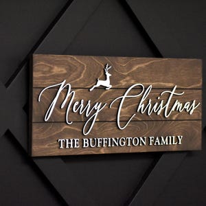 Merry Christmas Sign, Personalized Wood Sign, 3D Sign, Custom Christmas Gift, Christmas Family Name Sign, Christmas Family sign, Pallet Sign