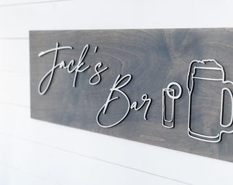Pallet Sign - Bar Sign - Custom Wood Sign - 3D Sign - Personalized  Gift - Bar Name Sign - Man Cave Sign