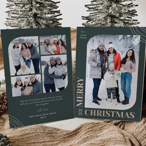 Modern Holiday Card with Multiple Photos, Editable Christmas Card Template