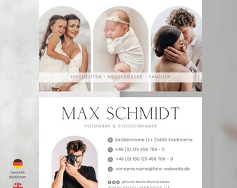Photography Business Card Template for Photographers, Canva Template