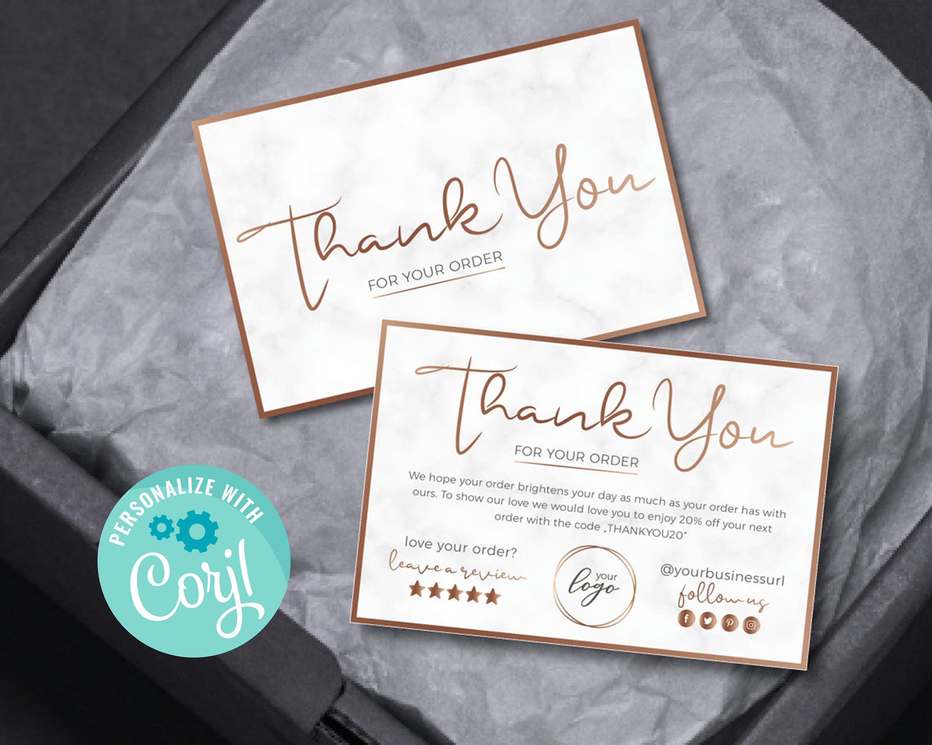 Business Thank You Package Insert Black Gold Packaging Etsy